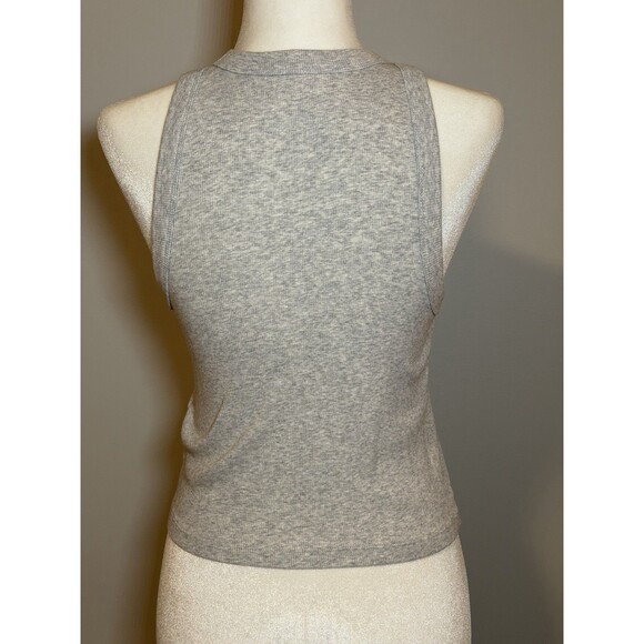 Old Navy Women’s Medium Light Heather Gray Snug Fit Rib-Knit Crop Tank Top - Picture 6 of 8